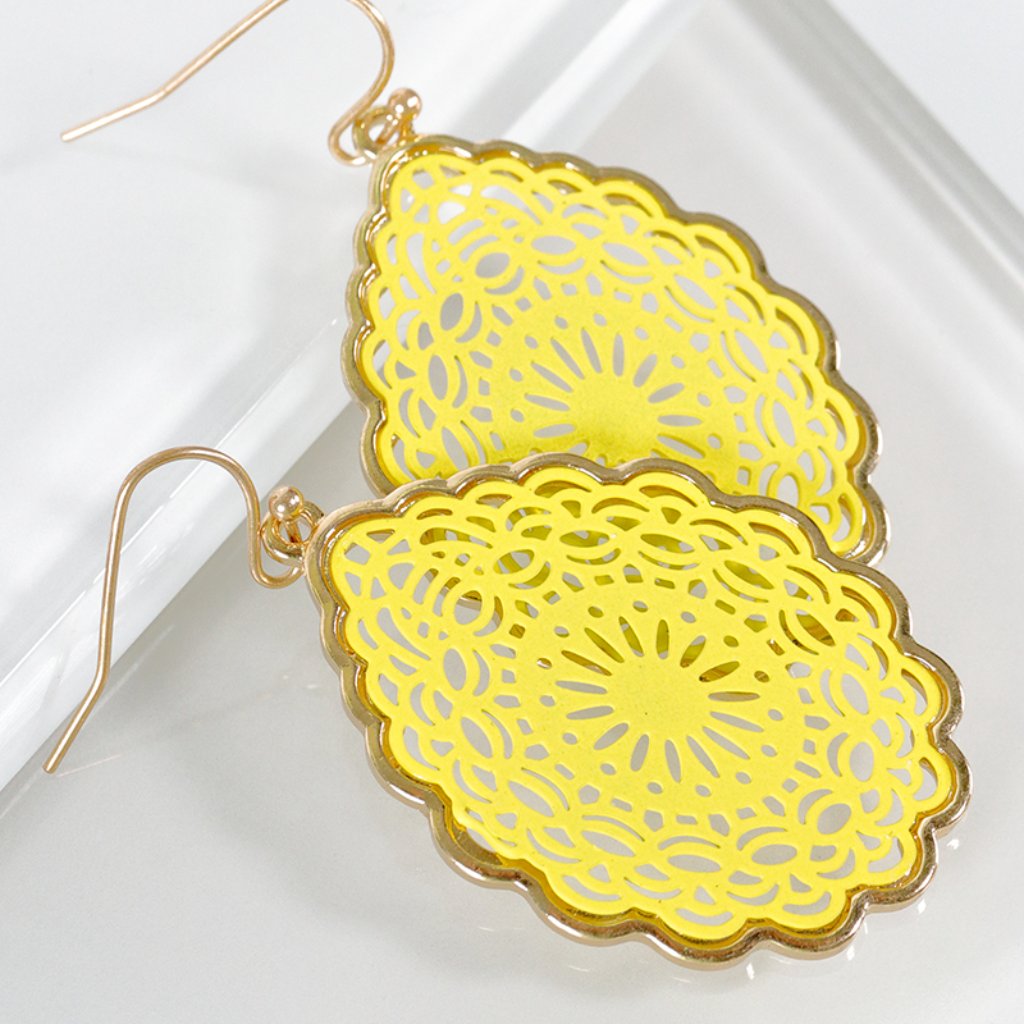 Pomina Yellow Gold Drop Filigree Dangle Sku0301